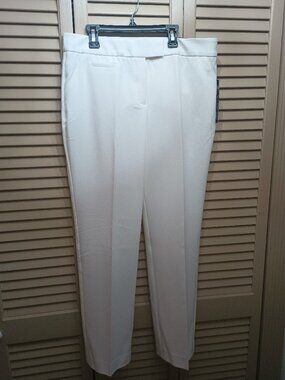 Investments The 5th Ave Fit Straight Leg White Textured Pants Sz 10S